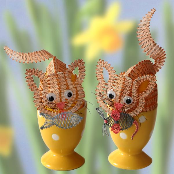 564 Klöppelbrief Hütchen „Kätzchen" für Eier